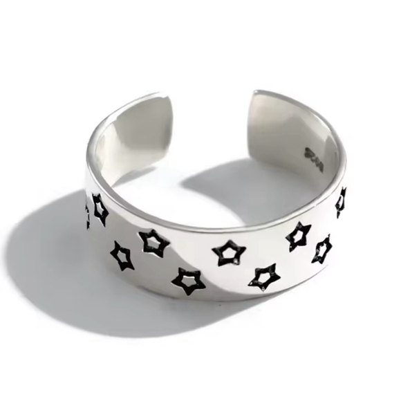 Girls Child Kids‎ Small 925 Sterling Silver Star Band Ring, Adjustable - Picture 1 of 16
